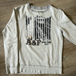 Light Grey Abercrombie & Fitch distressed Crewneck